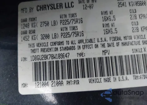 2008 Dodge Nitro Sxt z USA, uszkodzony, nr VIN 1D8GU28K78W189647
